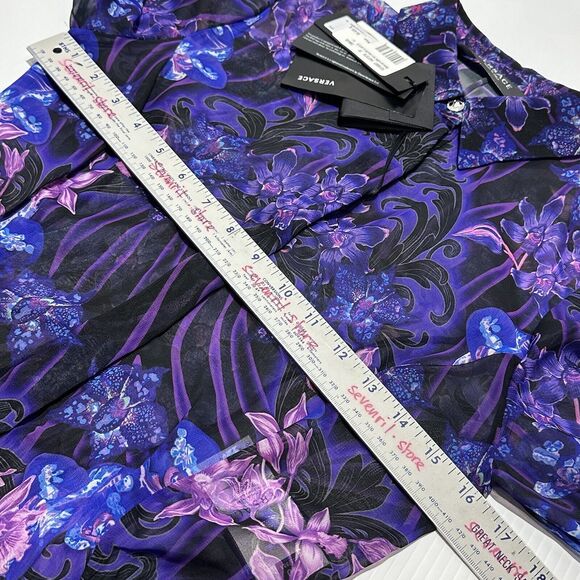 NWT Versace 40 US 4 Runway SS23 Plisse Dress All Over Orchid Purple $5,425 - Picture 10 of 16